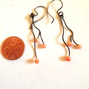 Twig earrings with coral berries